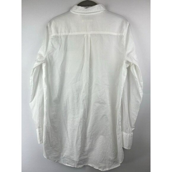 J Crew Women's Blouse Size Medium White Pullover 100% Cotton Roll Tab Sleeves - Picture 3 of 9